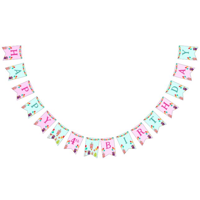 Bannière À Fanions Caricature monstre mignon de lille fête d'annivers (Tout)