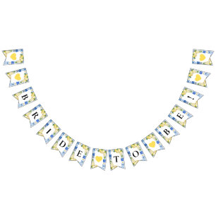 Bannière À Fanions Carreaux bleus Mariée de citron pour être des drap