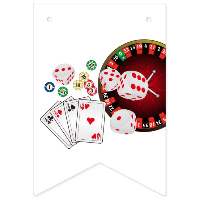 Bannière À Fanions casino, joyeux anniversaire, BUNNING BANNER (Septième drapeau)