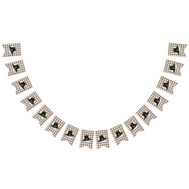 Bannière À Fanions Casquette pèlerin noir sur plan Brown - Thanksgivi (Tout)