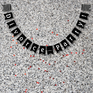 Bannière À Fanions Célébration de la fête du divorce Blanc noir