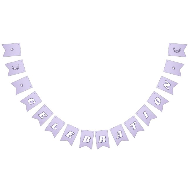 Bannière À Fanions Célébration Lavande mignonne Purple Funky Letterin (Tout)