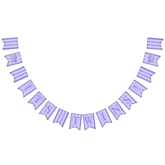 Bannière À Fanions C'est des jumeaux ! L'éléphant de bébé fleurit le (Tout)