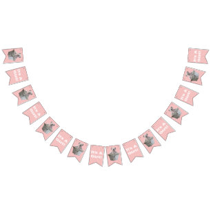 Bannière À Fanions C'est un baby shower de rayures de rose d'ours de
