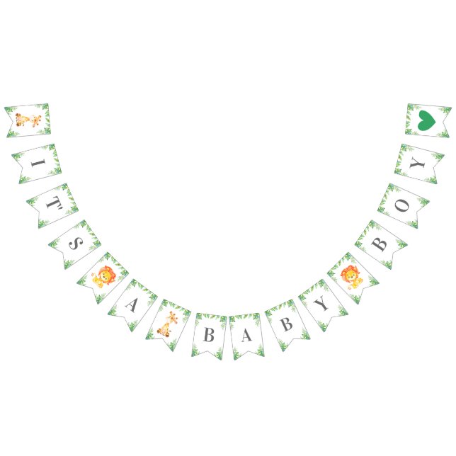 Bannière À Fanions C'est un Baby shower Safari Baby Boy Green Jungle (Tout)