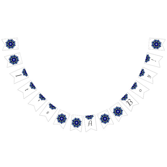 Bannière À Fanions C'est un garçon ! Mandala en bleu foncé (Tout)