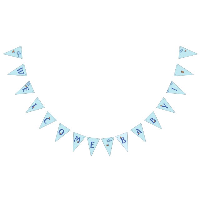 Bannière À Fanions C'est un garçon ours en peluche et des ballons (Tout)