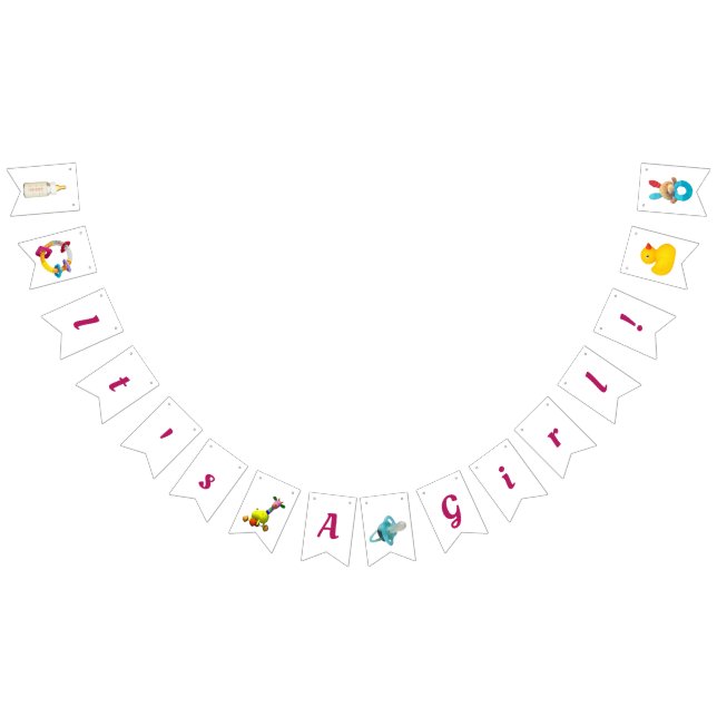 Bannière À Fanions C'est une fille ! Mandala en Bunting rose profond (Tout)