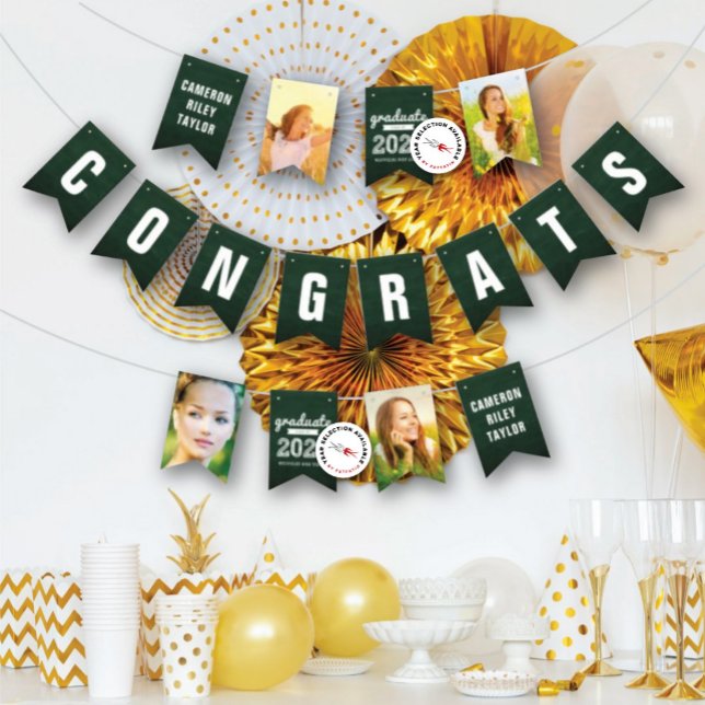 Bannière À Fanions Chalkboard Sketch Class Of 2025 Photo Grad Party (Chalkboard Sketch Class Of 20YY Photo Grad Party Bunting Flags by fat*fa*tin @ Zazzle)