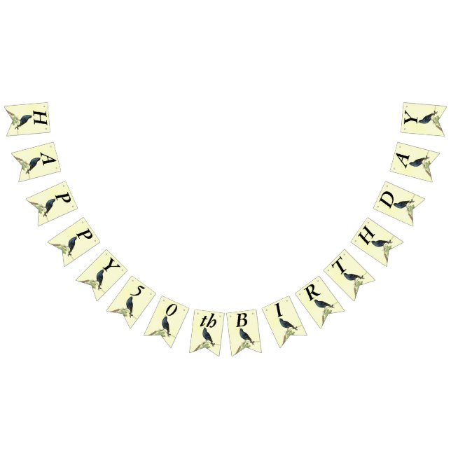 Bannière À Fanions Chanter Anniversaire Branche Oiseau Noir Caterpill (Tout)