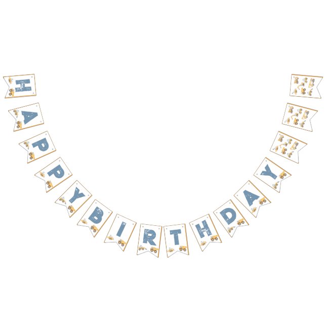 Bannière À Fanions Chariots de construction fête d'anniversaire (Tout)