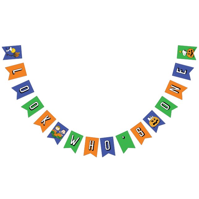 Bannière À Fanions Charlie Brown et Gang Citrouille Premier anniversa (Tout)