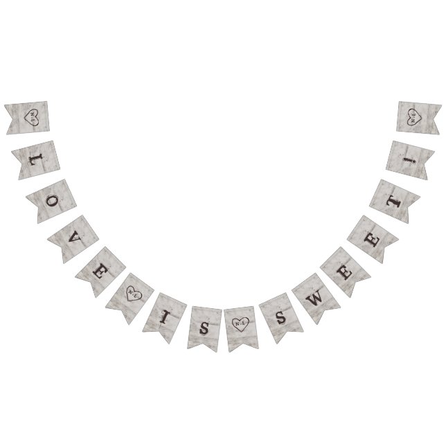 Bannière À Fanions Charme sculpté L'amour rustique est Mariage sucré (Tout)