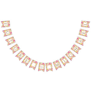 Bannière À Fanions Chic Boho Floral Future Mme Fête des mariées