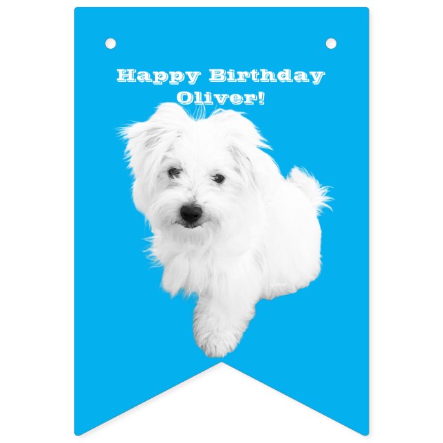 Bannière À Fanions Chien chiot maltais le plus mignon (Premier drapeau)