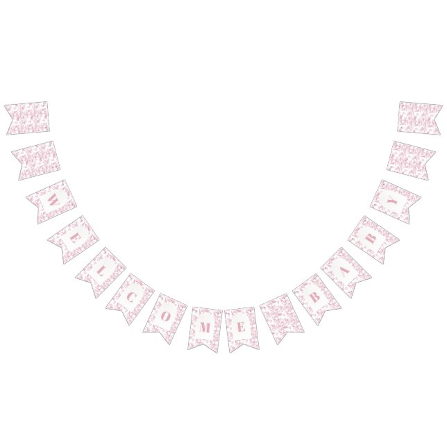 Bannière À Fanions Chinoiserie rose Baby shower Toile de Jouy (Tout)