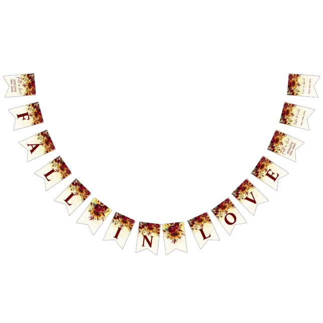 Bannière À Fanions Chute d'amour tournesol bordeaux douche nuptiale (Tout)