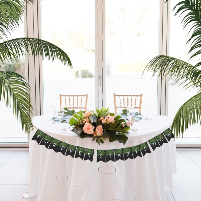 Bannière À Fanions Ciel nocturne tropical aux palmiers pour toujours  (Créateur téléchargé)