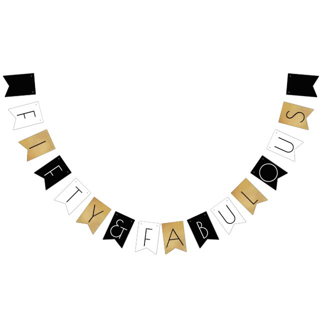 Bannière À Fanions Cinquante et fabuleux Gold 50e fête d'anniversaire (Tout)