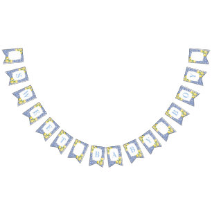 Bannière À Fanions Citrons Italiens Bleu Blanc Doux Bébé Garçon Douch