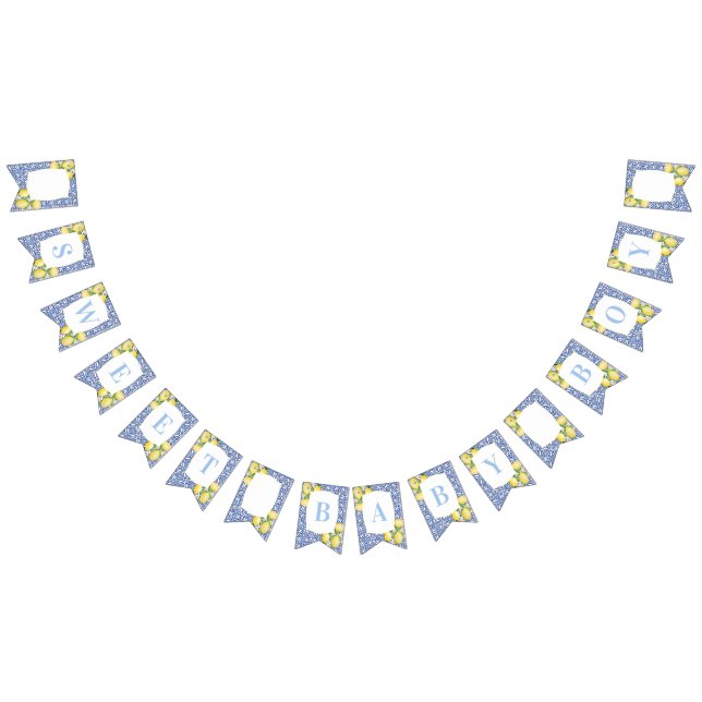 Bannière À Fanions Citrons Italiens Bleu Blanc Doux Bébé Garçon Douch (Tout)
