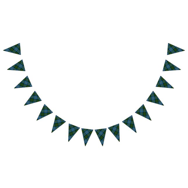 Bannière À Fanions Clan MacLeod de tartan bleu et vert de Harris (Tout)