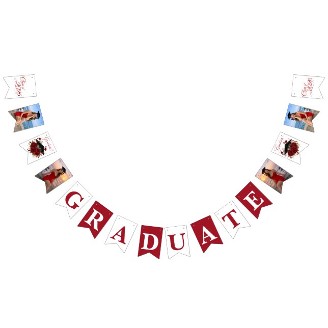 Bannière À Fanions Class of 2026 Graduation Banner in Red and White  (Tout)