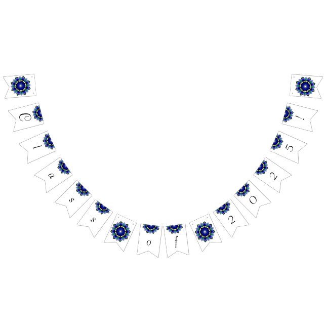 Bannière À Fanions Classe de 2025 ! Mandala en bleu foncé (Tout)