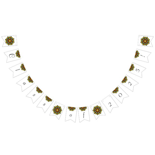 Bannière À Fanions Classe de 2025 ! Mandala en jaune et bronzé (Tout)