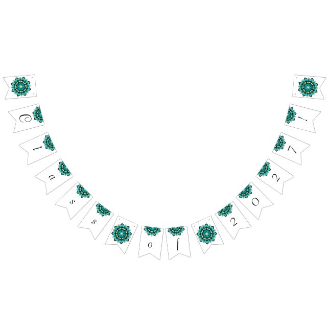 Bannière À Fanions Classe de 2027 ! Mandala en aqua (Tout)