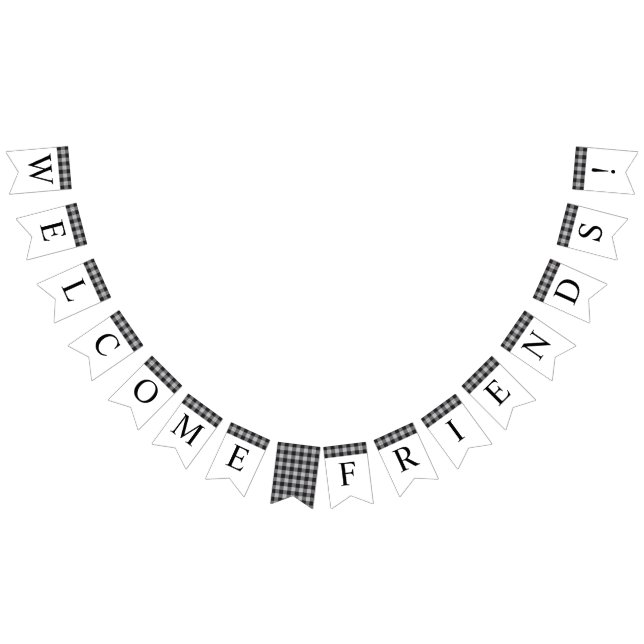 Bannière À Fanions Classic Buffalo Plaid Black White Event Bienvenue (Tout)