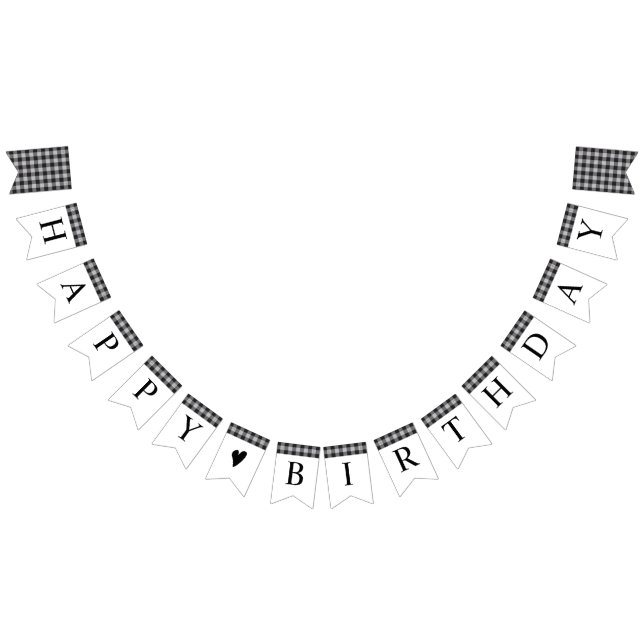 Bannière À Fanions Classic Buffalo Plaid Check Noir Blanc Anniversair (Tout)