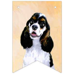Bannière À Fanions Cocker Spaniel (Parti) Peinture - Art Chien origin