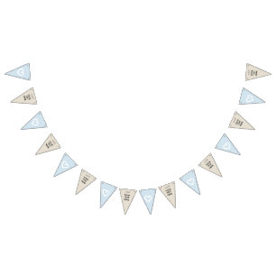 Bannière À Fanions Cœurs Bleu Beige garçon fête de mariage PERSONNALI