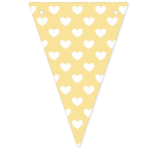 Bannière À Fanions Cœurs Classiques Blanc - Jaune Canari (Premier drapeau)