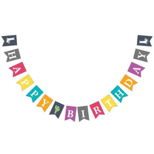 Bannière À Fanions Coloré Cactus Llama Fun Anniversaire Fun (Tout)