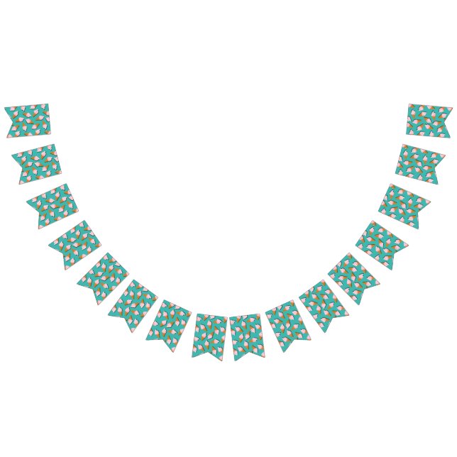 Bannière À Fanions Congés gaufres crème glacée et motif de yaourt con (Tout)