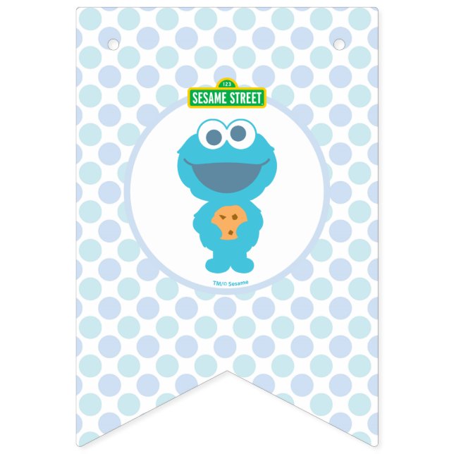 Bannière À Fanions Cookie Monster | Premier anniversaire du bébé (Premier drapeau)