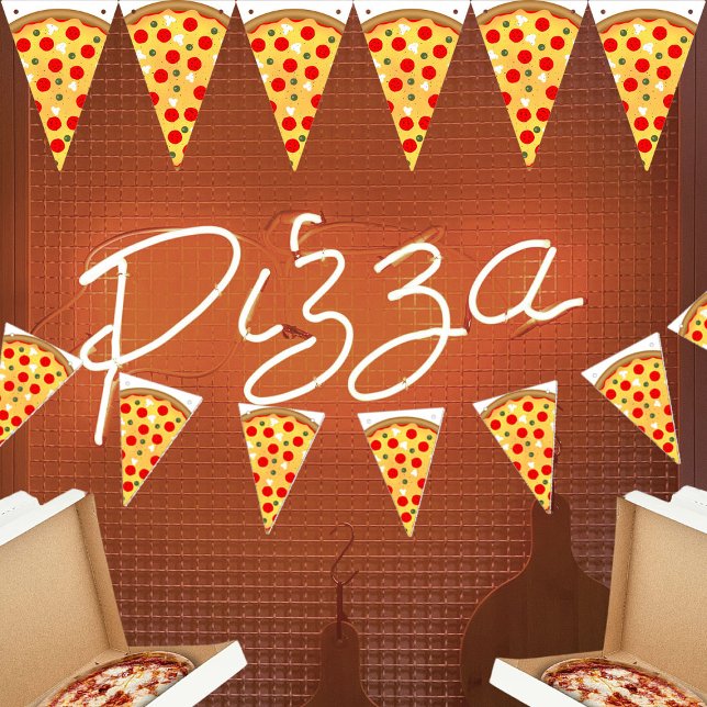 Bannière À Fanions Cool plaisir pizza fête anniversaire de enfant (Créateur téléchargé)