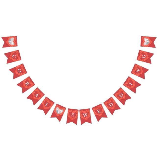 Bannière À Fanions Coral mariage 35e anniversaire photo personnalisée (Tout)