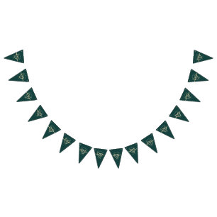 Bannière À Fanions Cortège de mariage vert émeraude