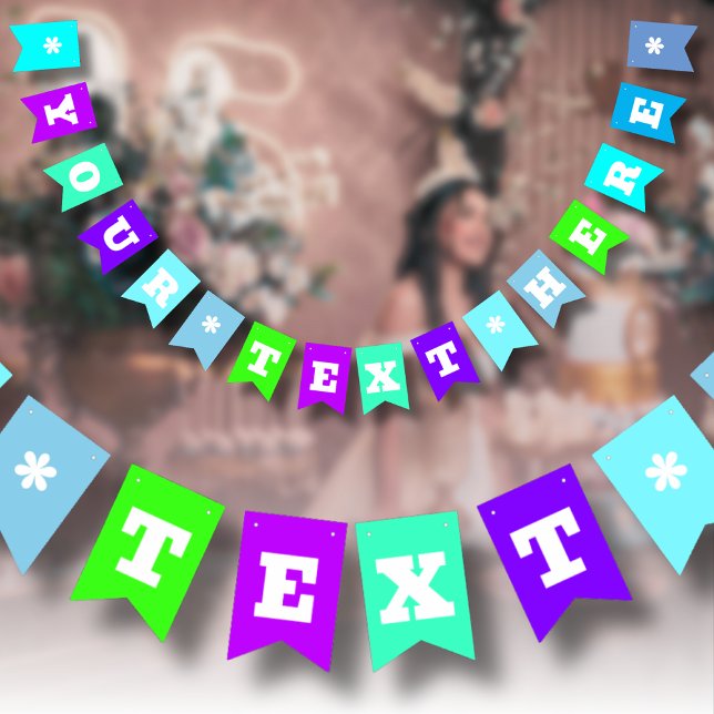 Bannière À Fanions Couleur solide de tons bleu néon | Personnalisé (Créateur téléchargé)