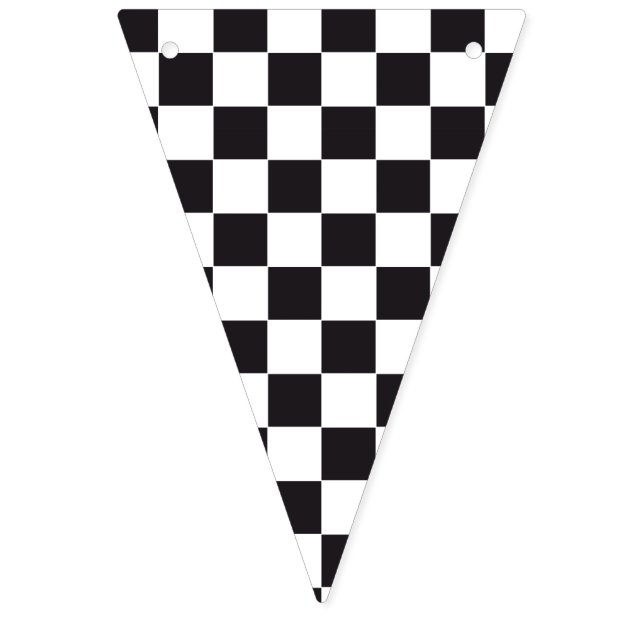 Bannière À Fanions Courses d'automobiles/motif d'échecs + votre (Premier drapeau)