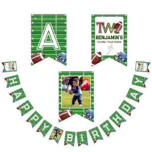 Bannière À Fanions Coutume Football 2e année En bas heureux anniversa