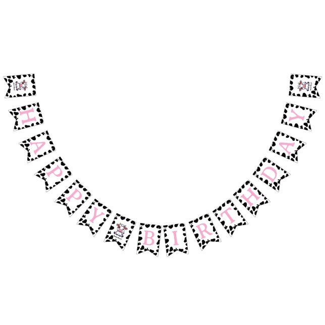 Bannière À Fanions Cow Theme First Birthday (Tout)