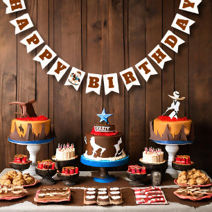 Bannière À Fanions Cowboy Rocking Horse Boy Anniversaire