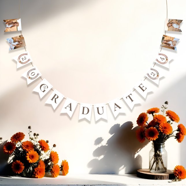 Bannière À Fanions Cowgirl Pays Western Photo Graduation (Cowgirl Country Western Photo Graduation Bunting Flags)