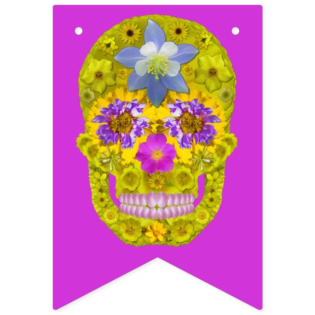 Bannière À Fanions Crâne de fleurs 3 (Premier drapeau)