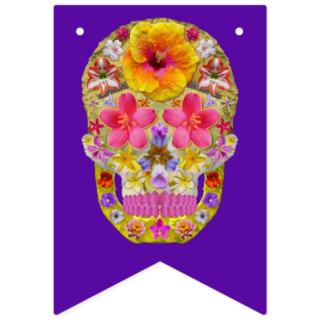 Bannière À Fanions Crâne de fleurs 4 - Tropical (Premier drapeau)
