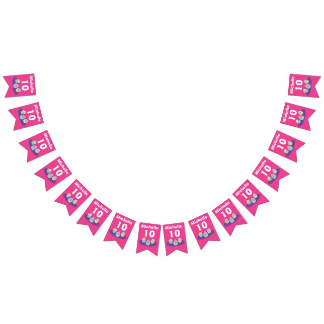 Bannière À Fanions Cupcake thème enfant fête d'anniversaire personnal (Tout)